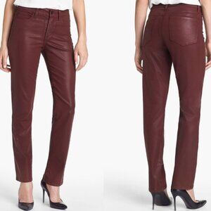 NYDJ Women's NWOT‎ Sheri Slim-Leg Coated Denim Jeans Burgundy | Size 6